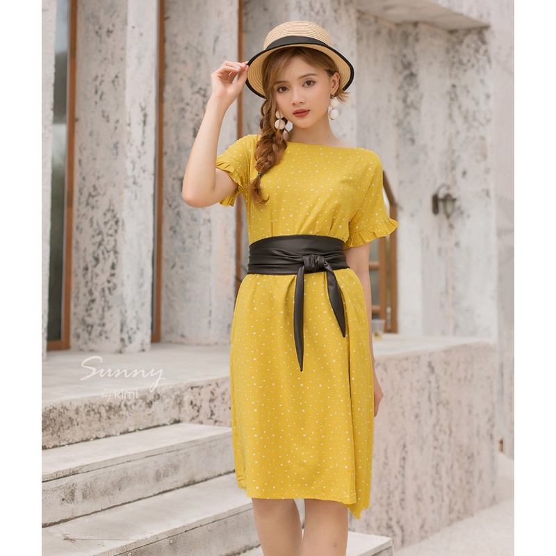 Đầm suông cổ đức eo thắt đai Bazavn #47 Đầm suông cổ đức eo thắt đai Bazavn